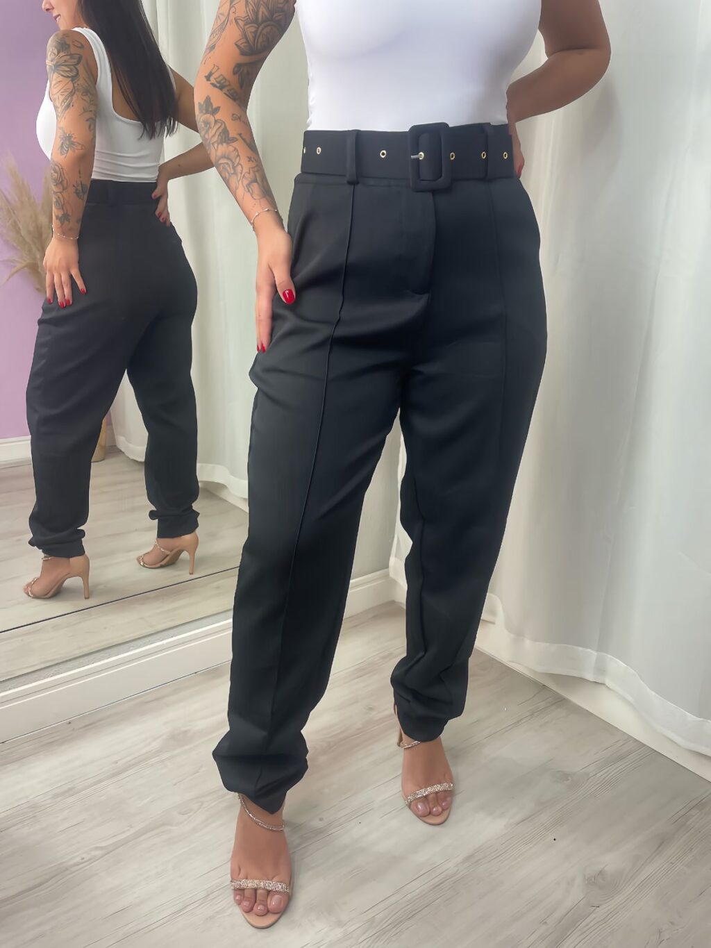 Calça social com cinto preta