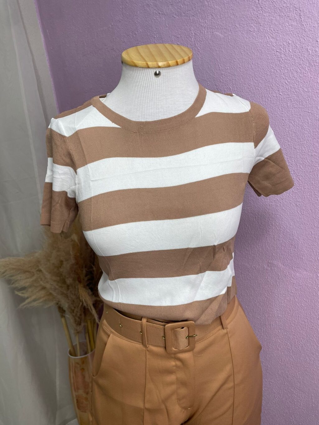 Blusa listras Bege